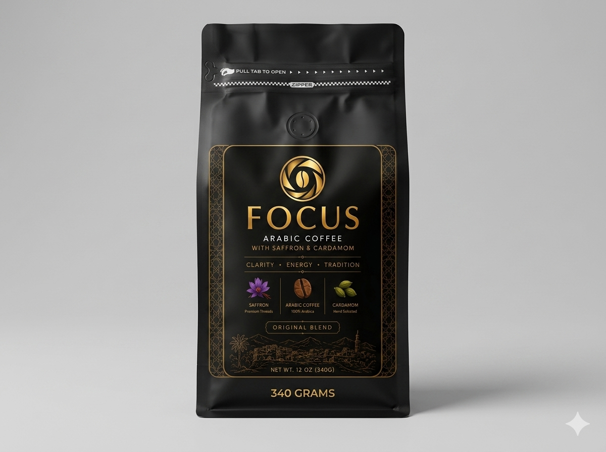 FOCUS Signature Blend – Arabic Coffee with Saffron & Cardamom (340g)